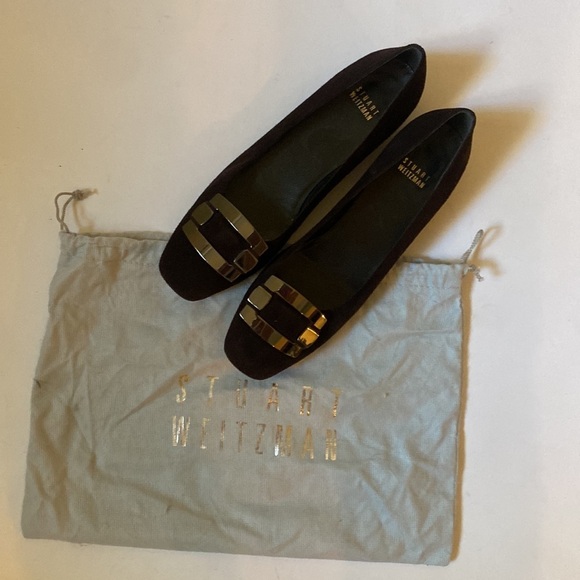 Stuart Weitzman Brown Suede Flats with Silver Metal Buckle Trim, Size 8 #281 - Picture 13 of 13